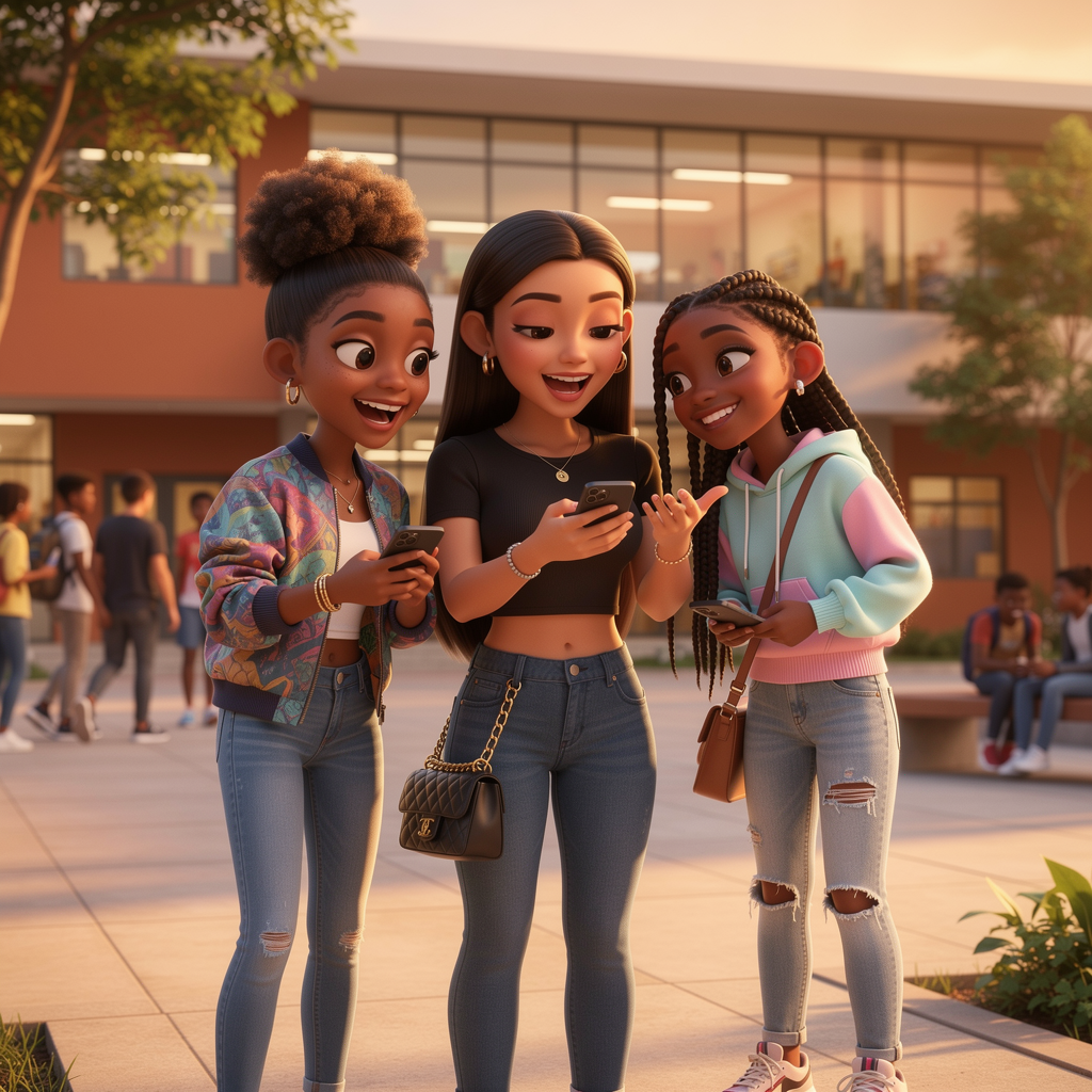 Scène de groupe 3D -- textures et éclairage riches